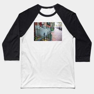 Selective focus on foreground in street scene in plush residential suburb in Boston New England Baseball T-Shirt